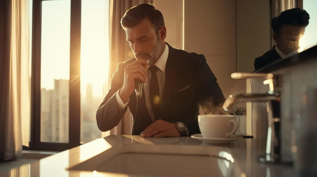 electric shaving morning routine