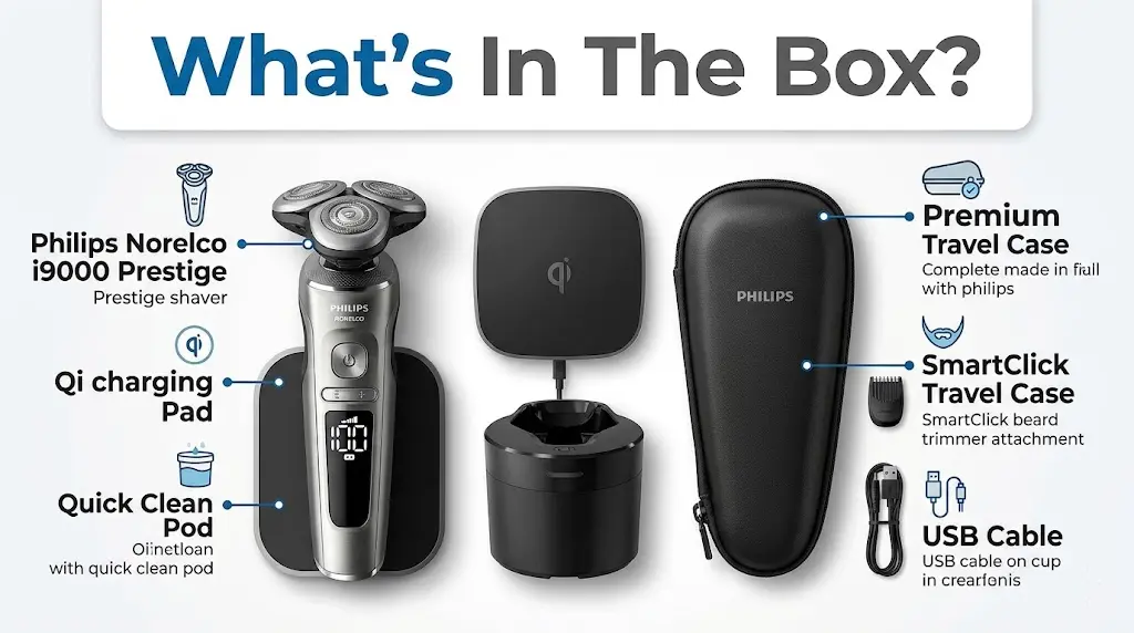 Philips Norelco i9000 Prestige Review unboxing and accessories overview